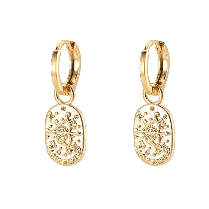 Stjernetegn hoops-øreringe skytten forgyldt med zirkonia sten 121816-15