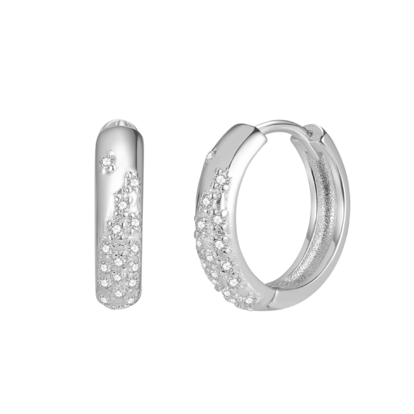 Nava Copenhagen Hoops med stenar, Astra - Silver