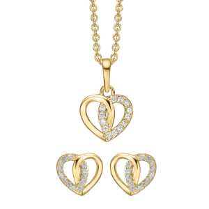 hjerte smykkesæt forgyldt sølv