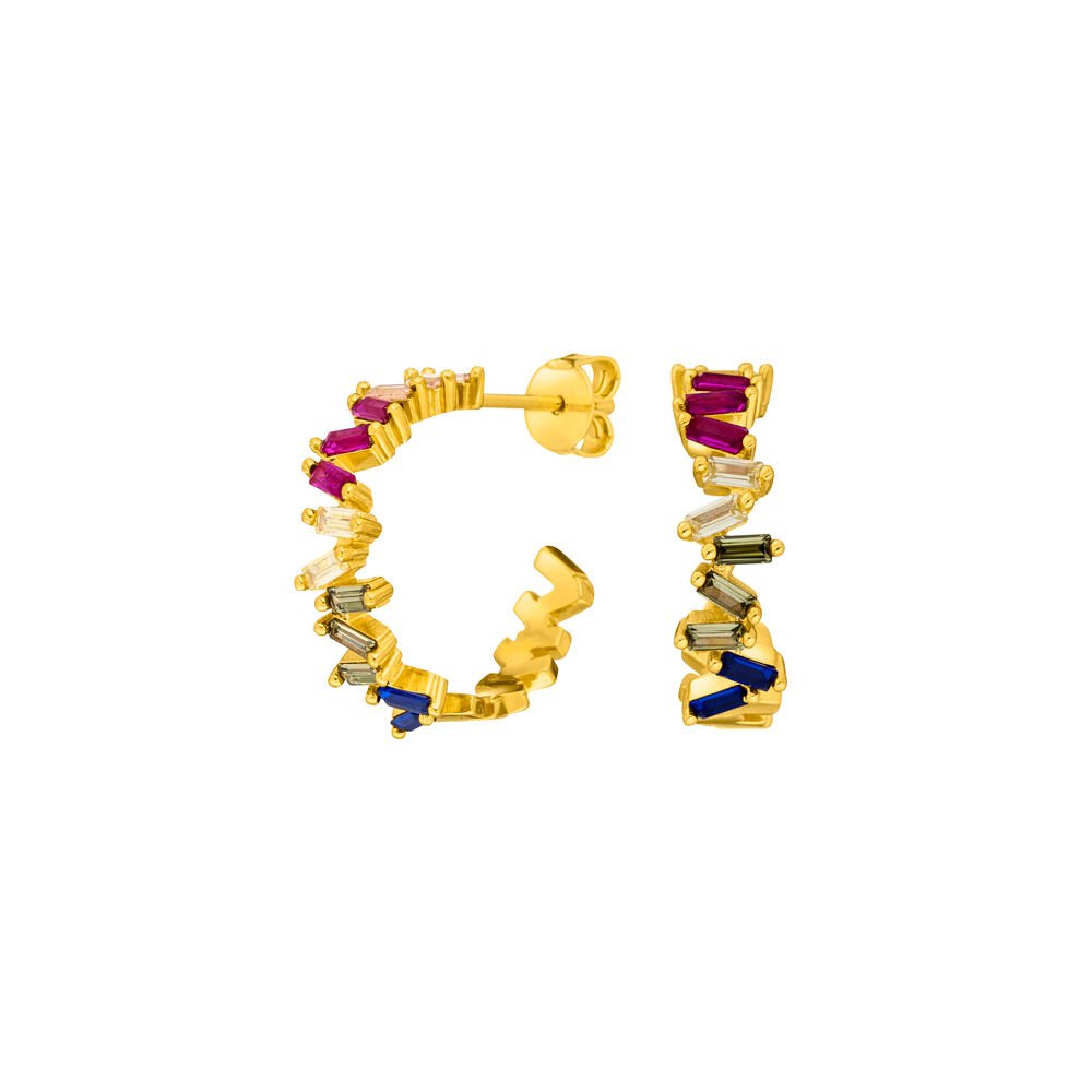 hoops 18 karat guld med farvet zirkonia