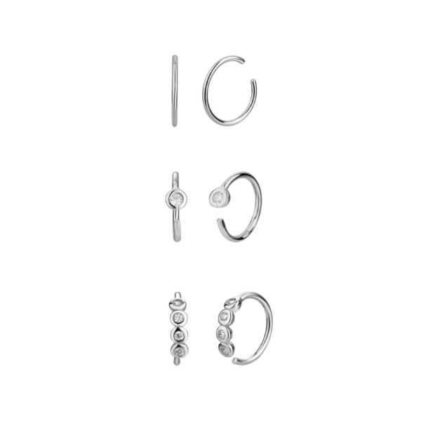 Nava Copenhagen - 3-Pack Classic Hoops - Silver