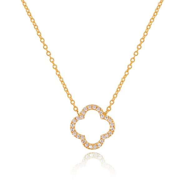 Diamantklöver halsband i 18 karat guld