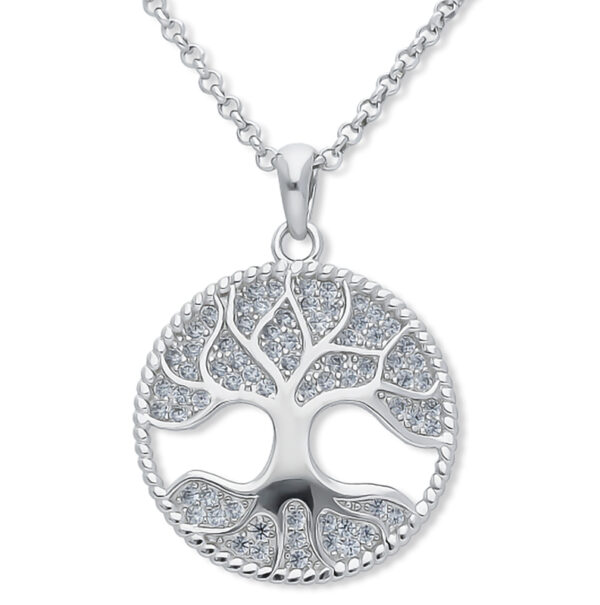 Livets träd halsband i silver med zirkonstenar