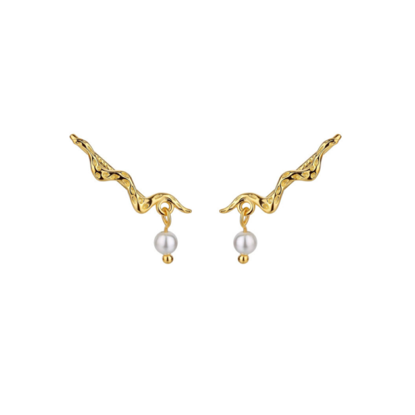 Nava Copenhagen Pärlörhängen Marina Ear Climber - Guldpläterade