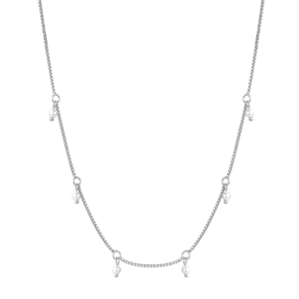Nava Copenhagen halsband med pärlor Momi - Silver