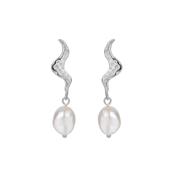 Nava Copenhagen - Pärlhängande örhängen Nalu - Silver