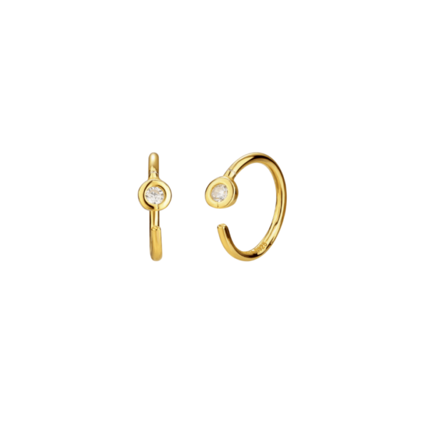 Nava Copenhagen - Petite Crystal Hoops - Guldpläterad
