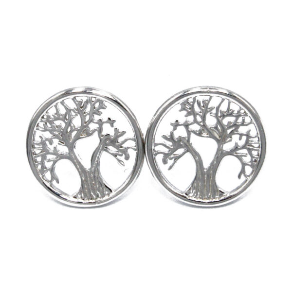 Livets träd örhängen i silver - Ø12 mm
